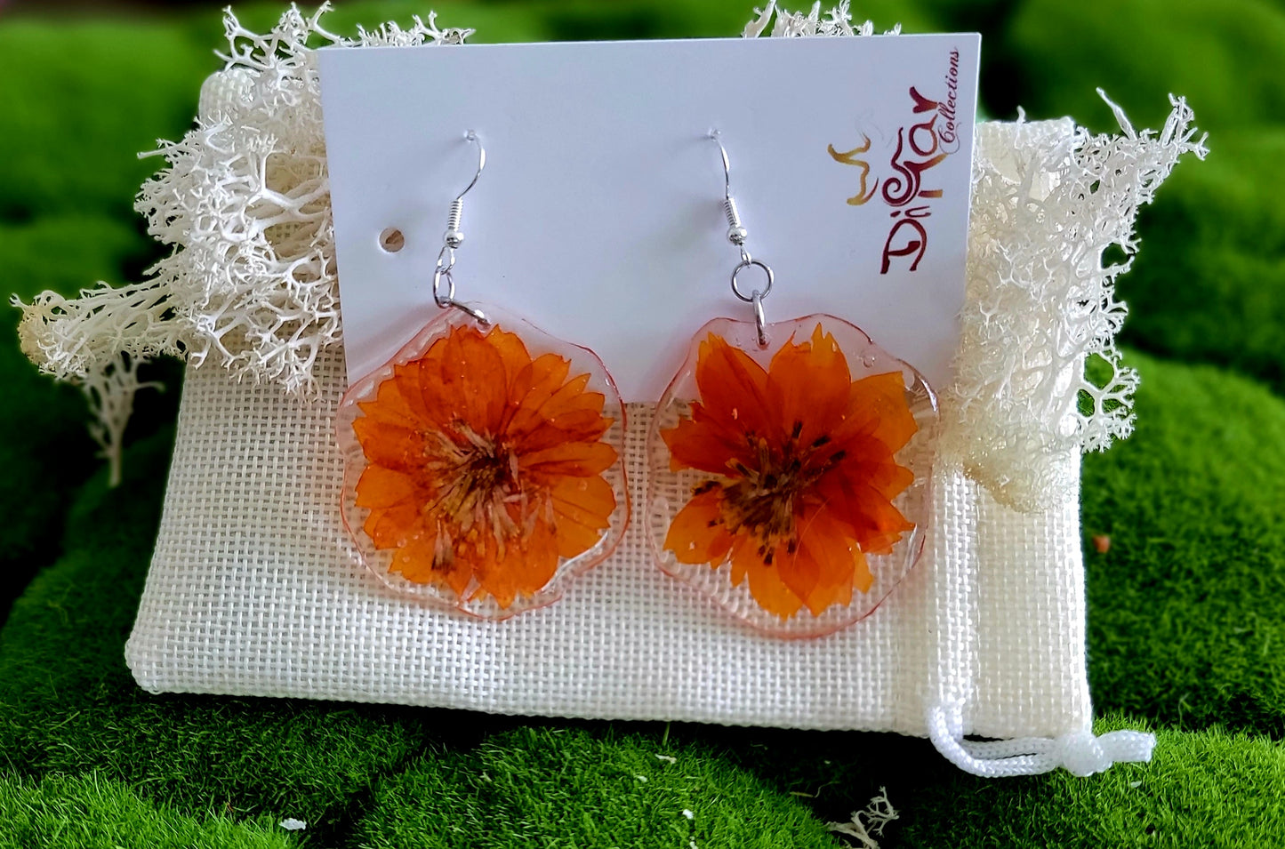 Twin Orange Cosmos Earrings