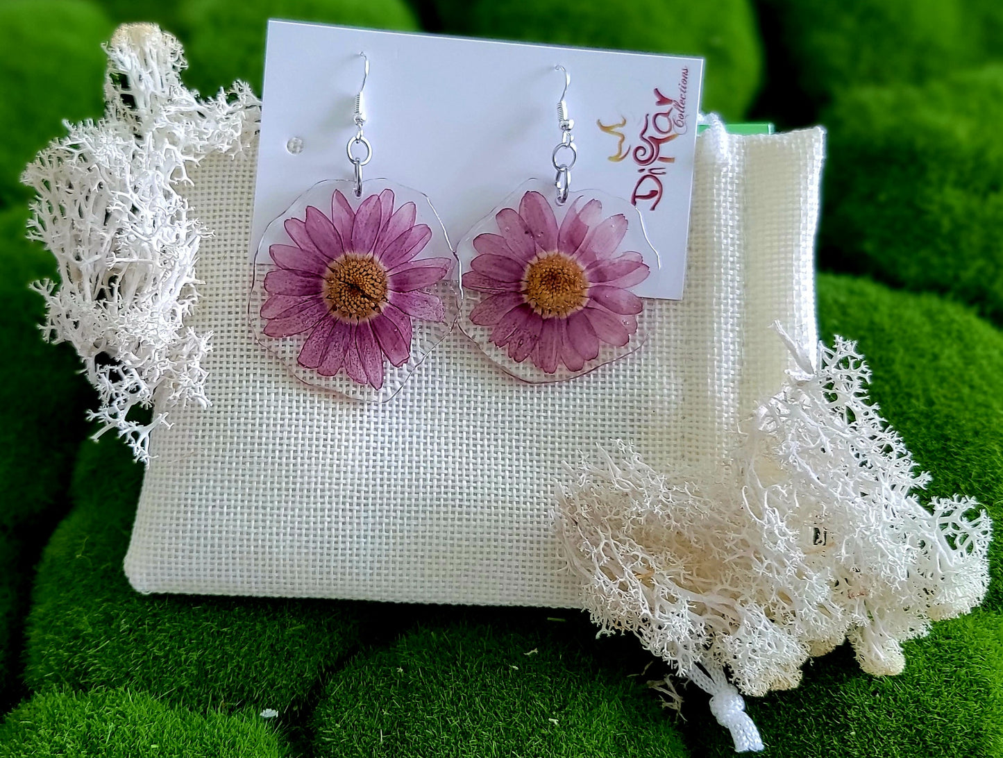 Twin Pink Daisy Earrings