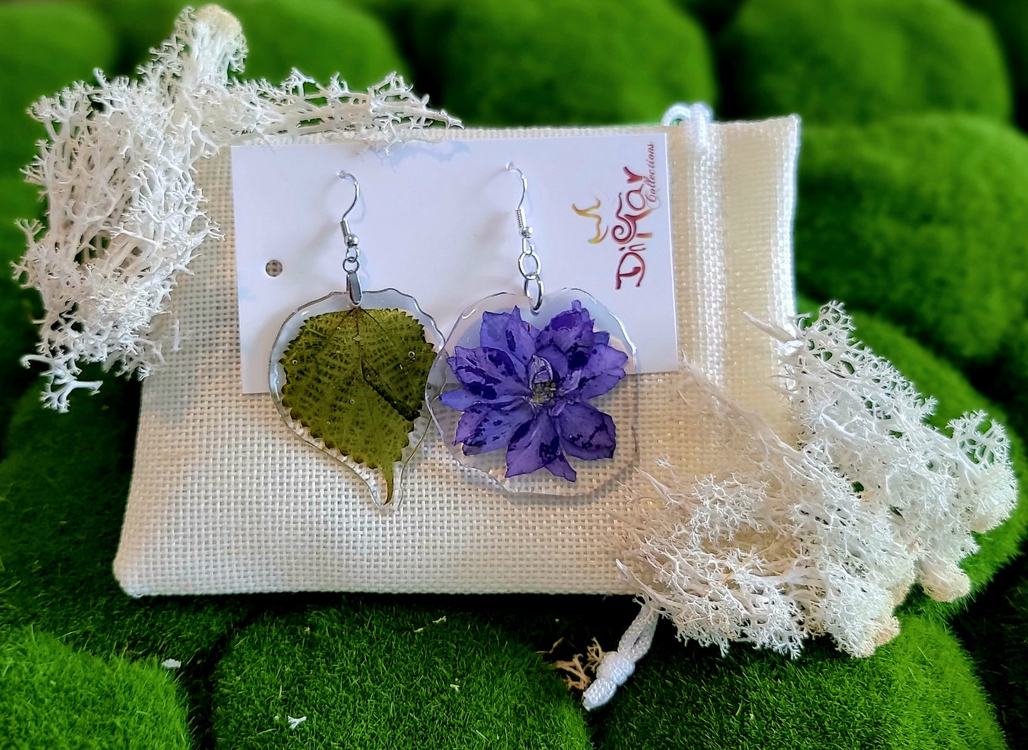 Blue Larkspur Earring with Oregano Brujo