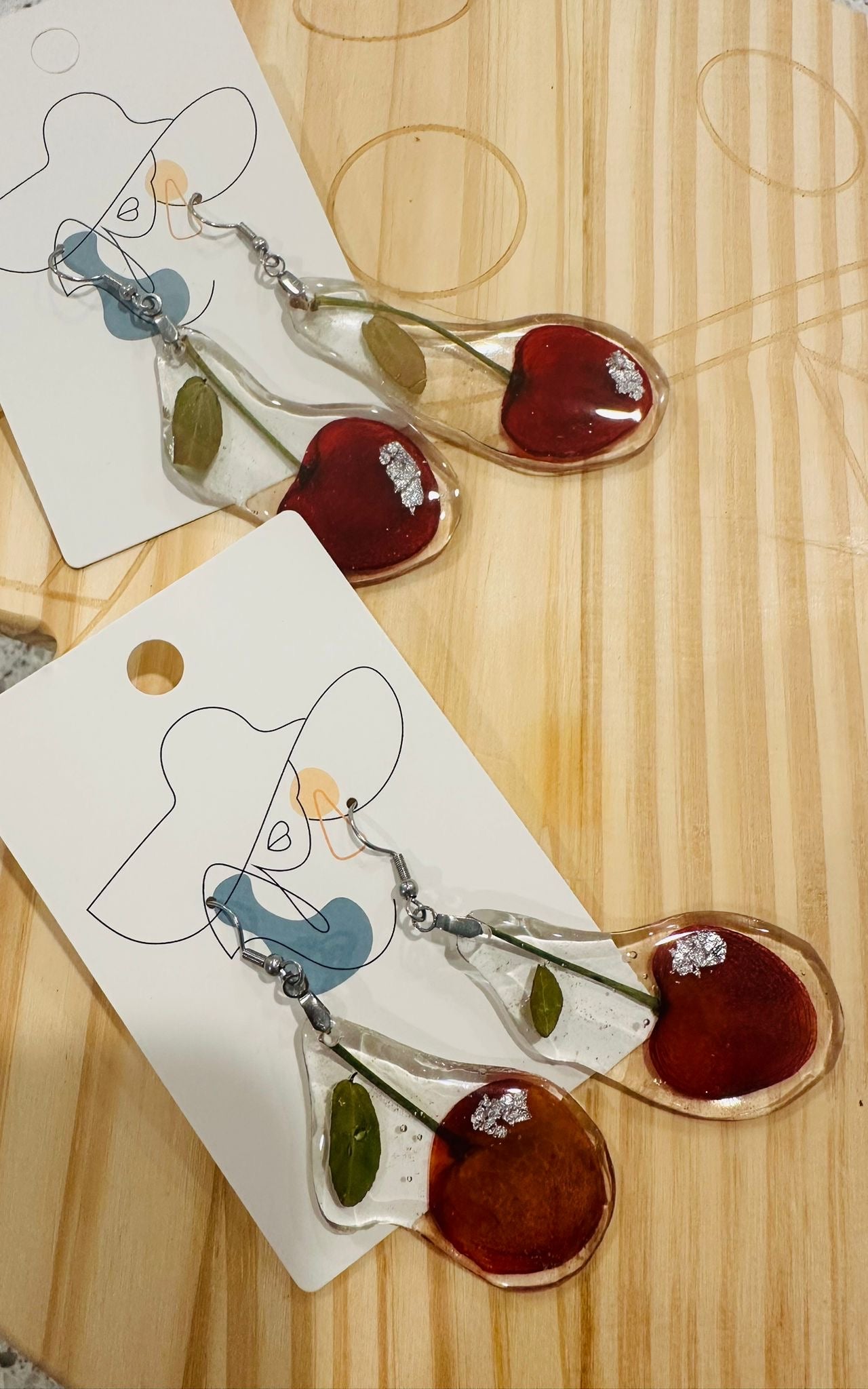 Real Cherry earrings- Silver