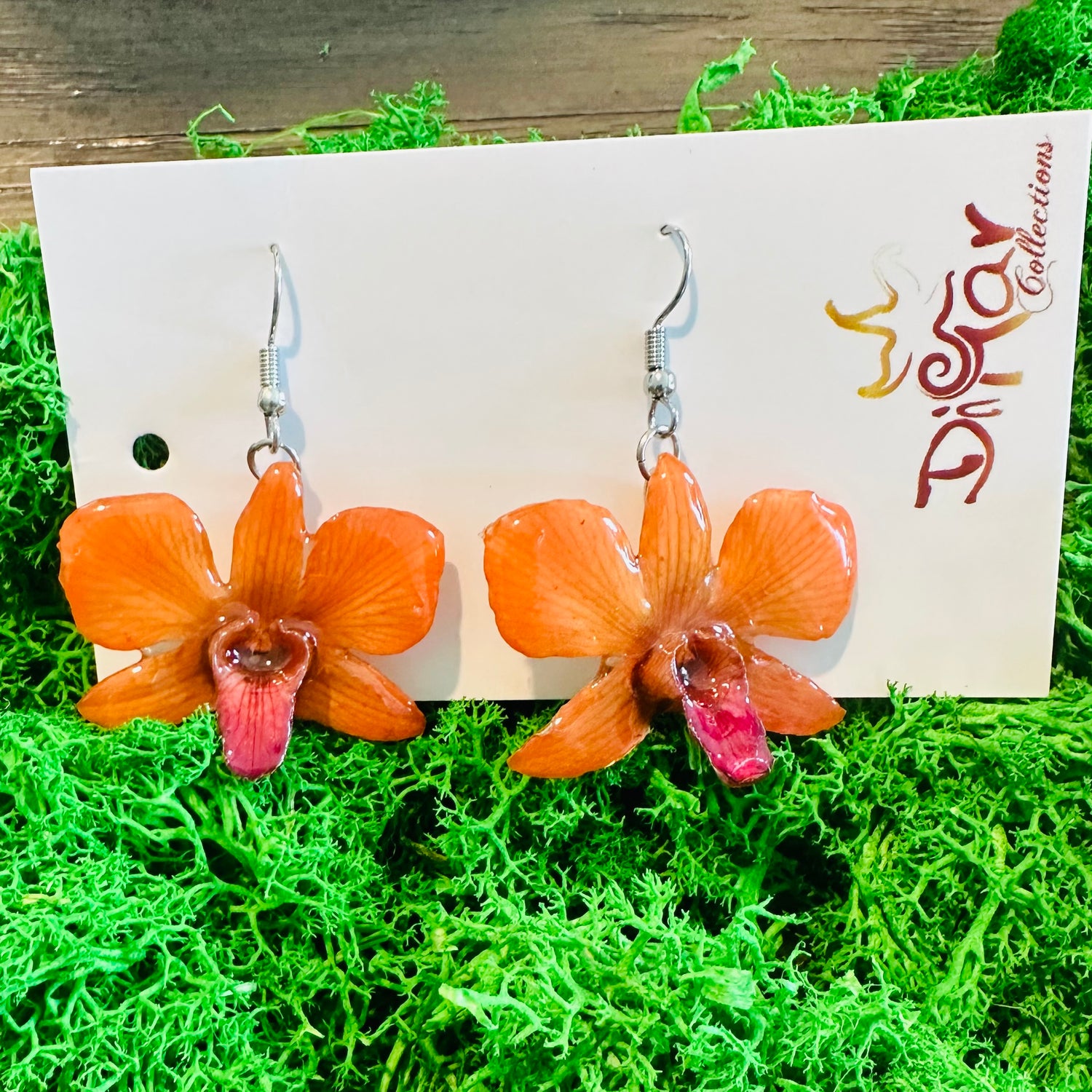 MINI LUCY &quot;DENDROBIUM&quot; ORANGE earrings 