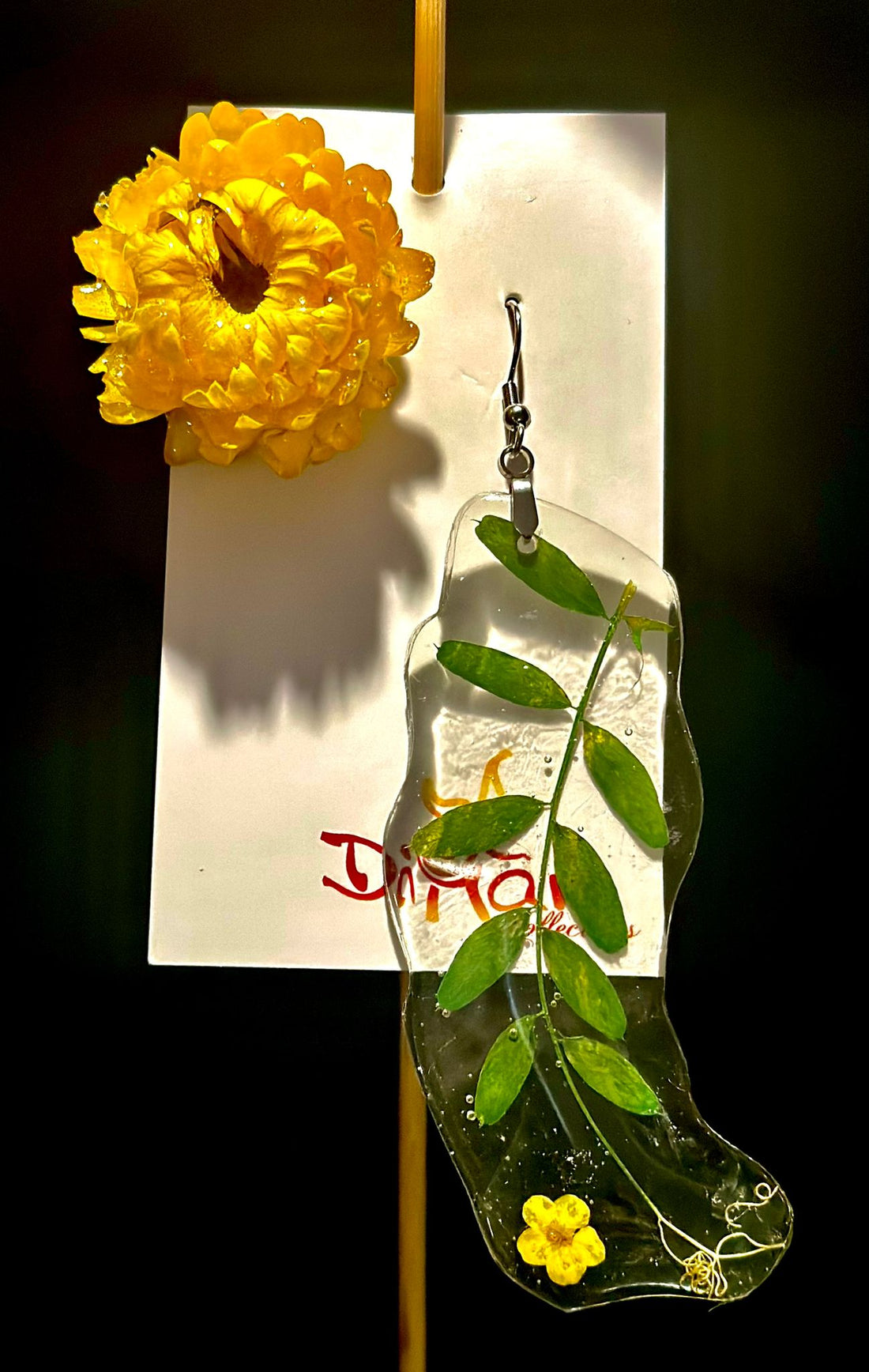 3D Yellow flower earrings