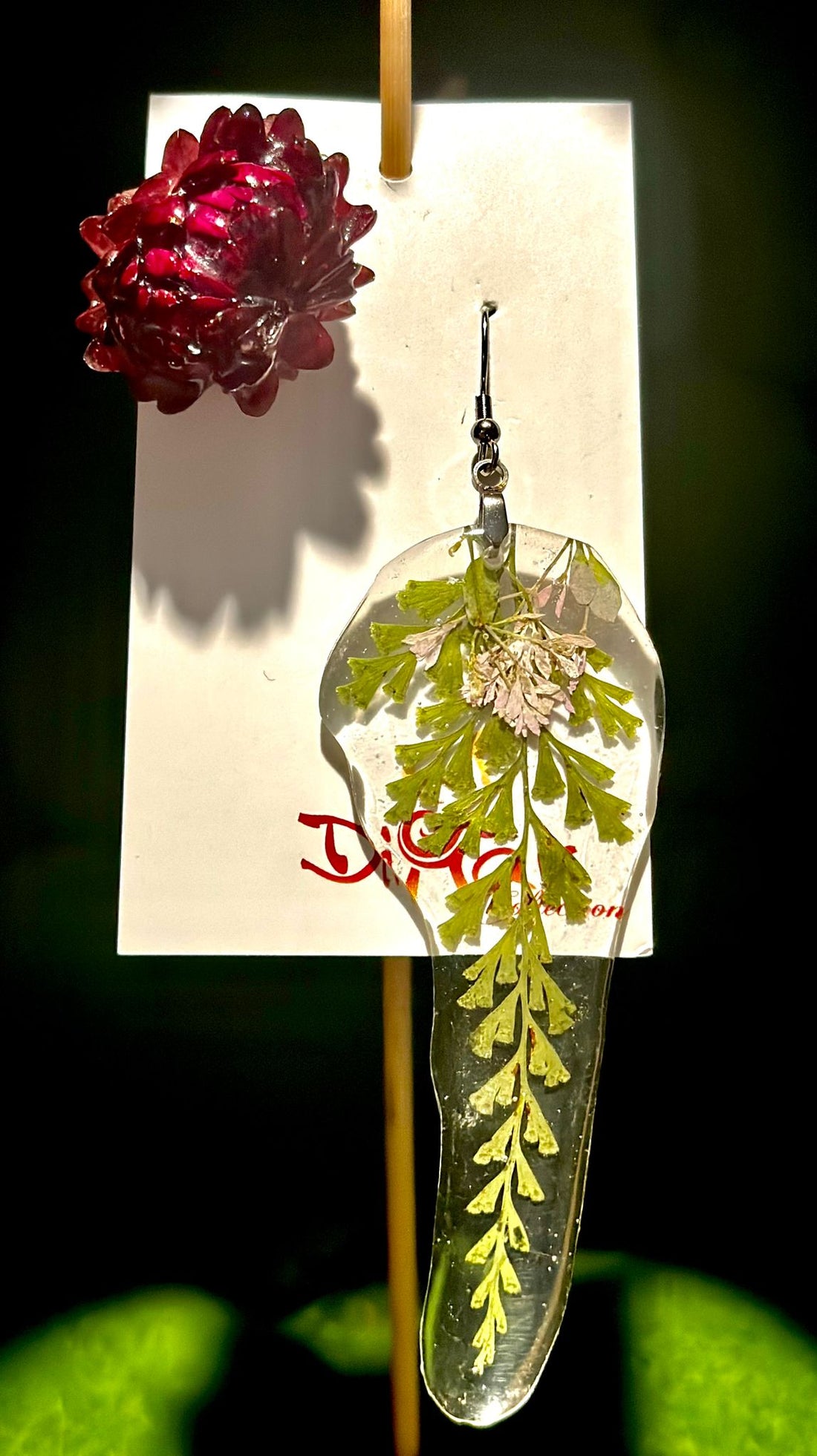 3D Red (closed) flower earrings