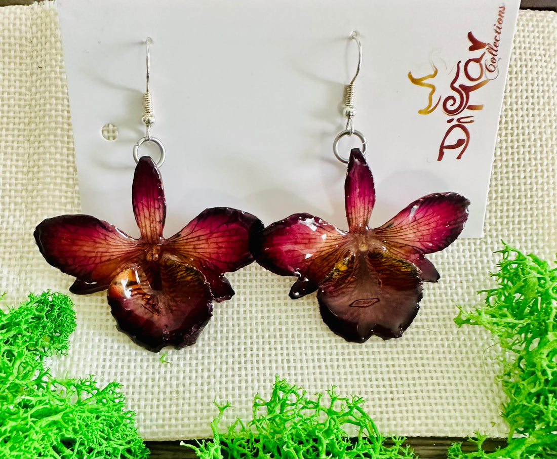 CATTLEYA PURPLE-BROWN earrings